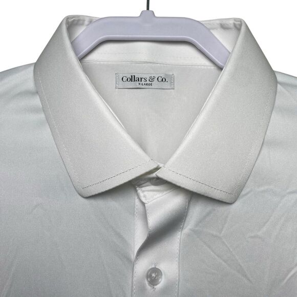 Collars & Co Polo Shirt Men XL White Long Sleeve Button Up Dress Collar NEW - Picture 4 of 8